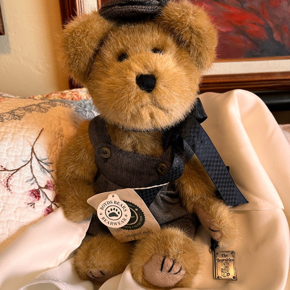 Boyds Bears Teddy with Hat and Overalls